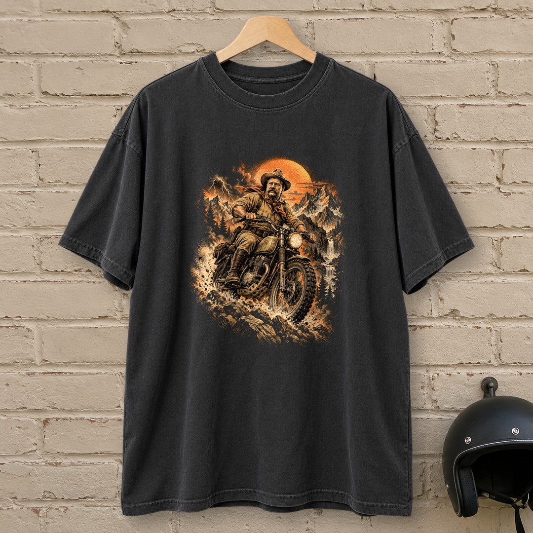 Theodore Roosevelt Mountain Trail Premium T-Shirt - Black - brick