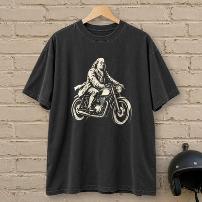 Benjamin Franklin Cafe Racer Premium T-Shirt - Black - brick