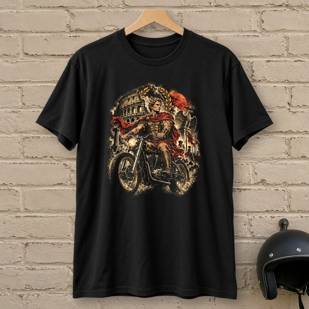 Julius Caesar Rides Rome T-Shirt - Black - brick