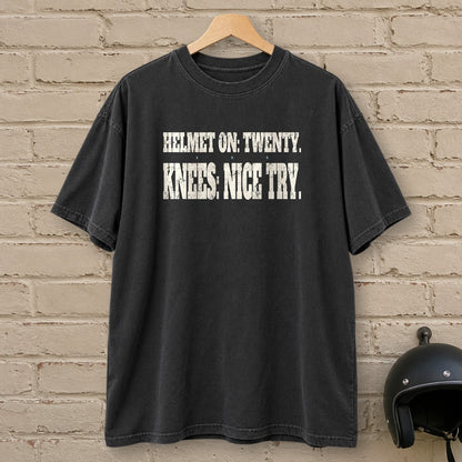 Helmet On Twenty Premium T-Shirt - Black - brick