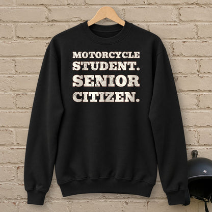 Motorcycle Student Crewneck Sweatshirt - Black - brick
