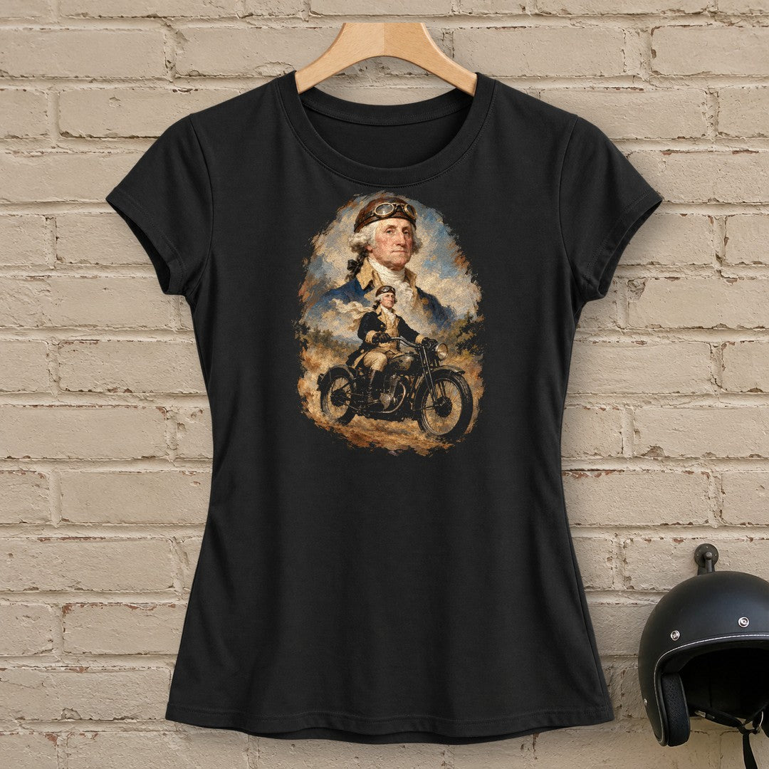 George Washington Goggles Portrait Women's T-Shirt - Black - brick
