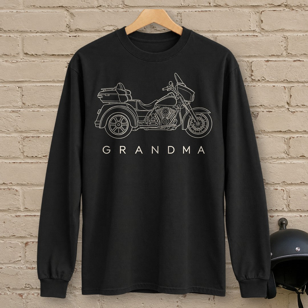 Trike Grandma Long Sleeve T-Shirt - Black - brick