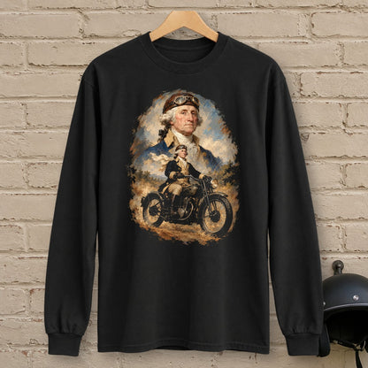 George Washington Goggles Portrait Long Sleeve T-Shirt - Black - brick