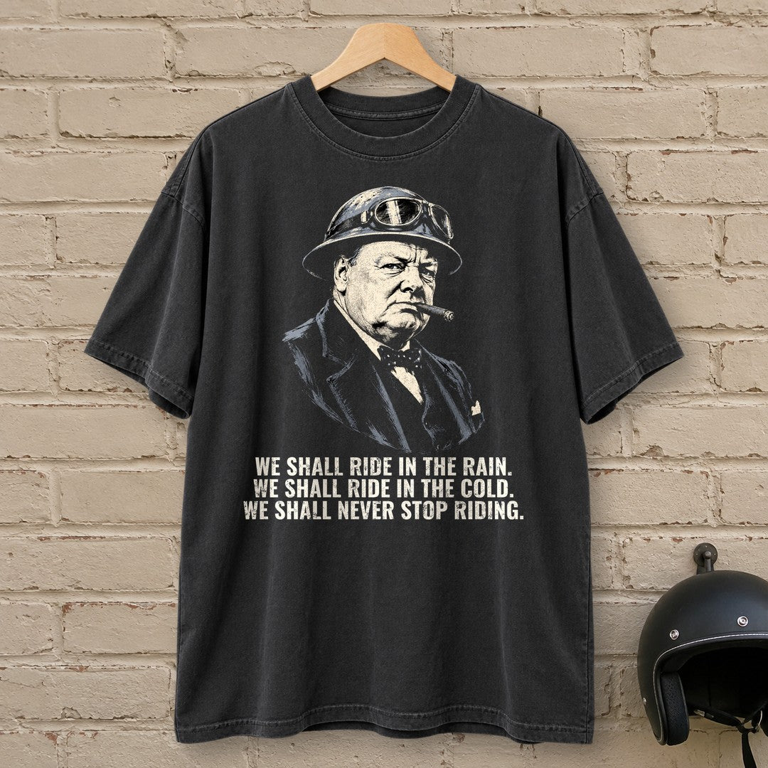 Winston Churchill We Shall Ride Premium T-Shirt - Black - brick