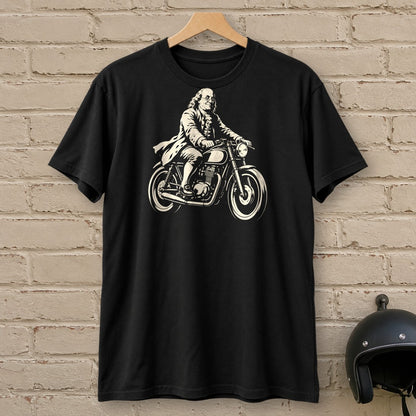 Benjamin Franklin Cafe Racer T-Shirt - Black - brick