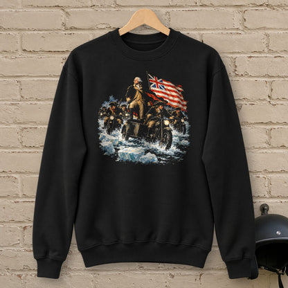 George Washington Crosses Ice Crewneck Sweatshirt - Black - brick