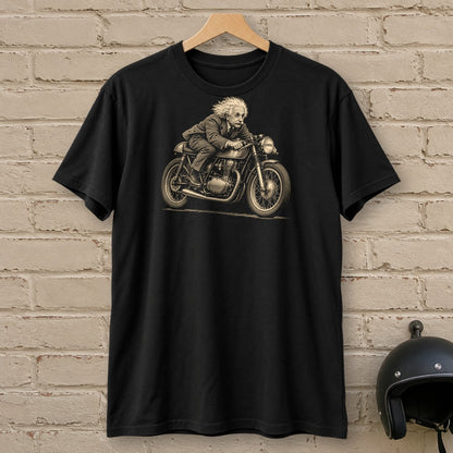 Albert Einstein Cafe Racer T-Shirt - Black - brick