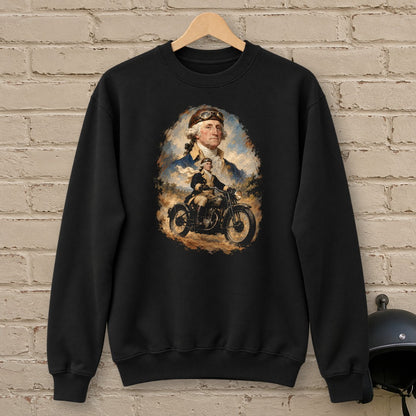 George Washington Goggles Portrait Crewneck Sweatshirt - Black - brick