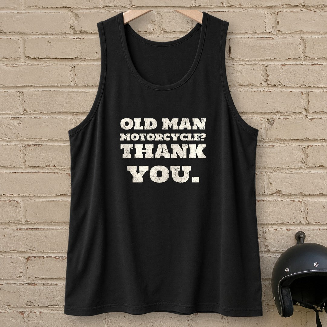 Old Man Motorcycle Tank Top - Black - brick