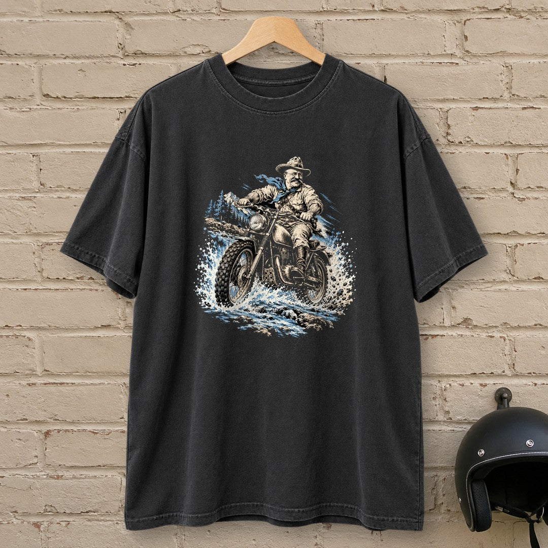 Theodore Roosevelt River Crossing Premium T-Shirt - Black - brick