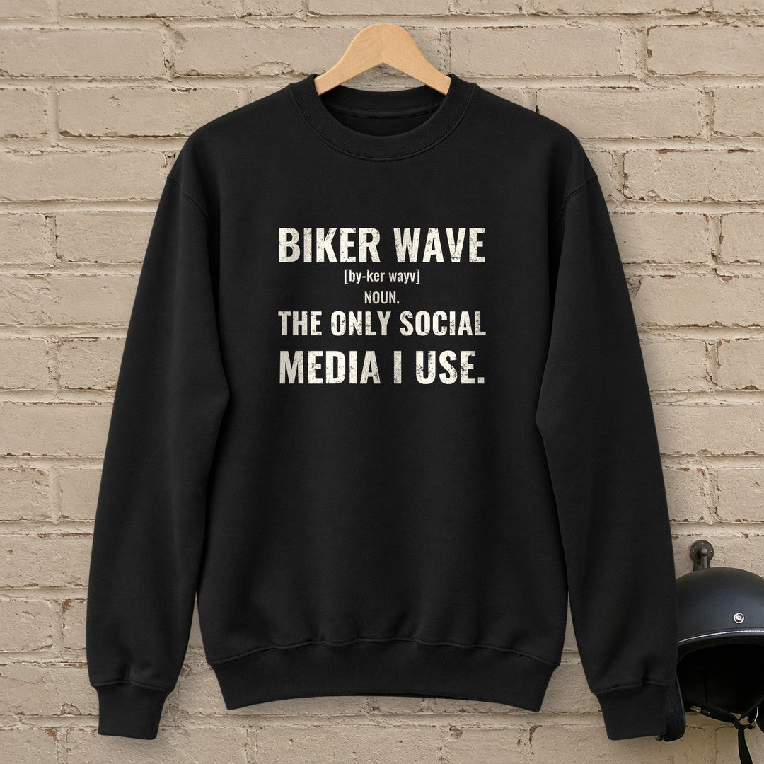 Biker Wave Crewneck Sweatshirt - Black - brick
