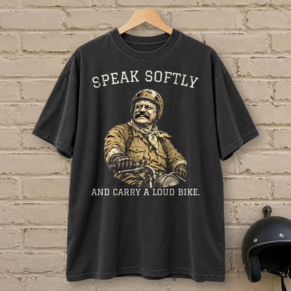 Theodore Roosevelt Speak Softly Loud Bike Premium T-Shirt - Black - brick