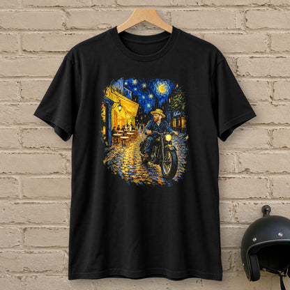 Vincent van Gogh Night Cafe T-Shirt - Black - brick
