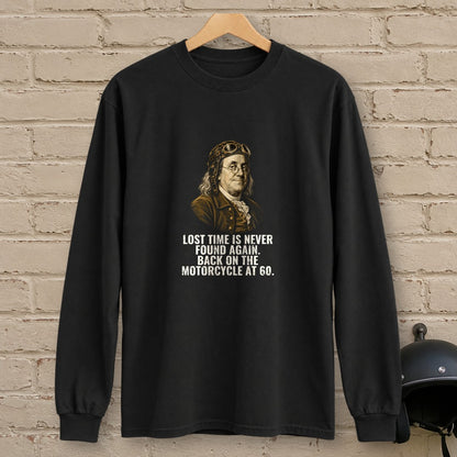 Benjamin Franklin Back On At 60 Long Sleeve T-Shirt - Black - brick