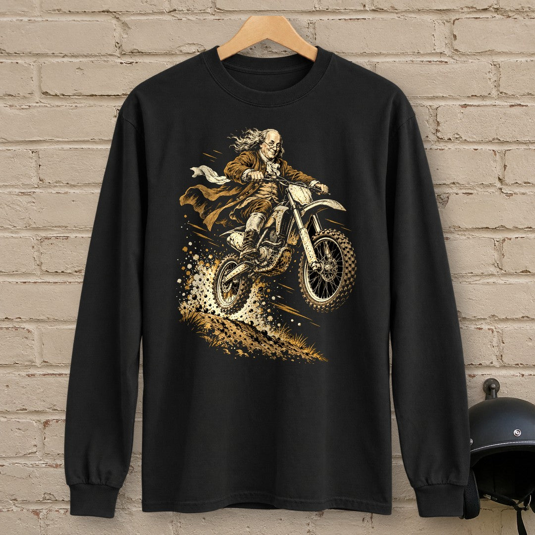 Benjamin Franklin Dirt Jump Long Sleeve T-Shirt - Black - brick