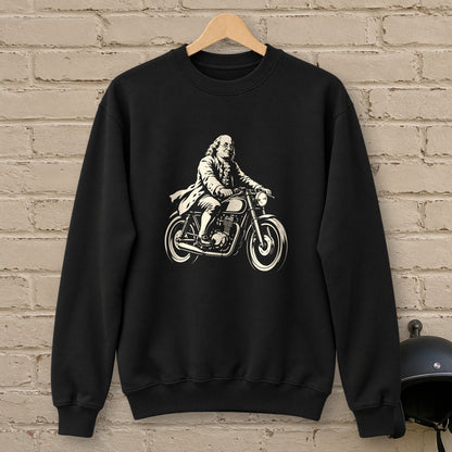 Benjamin Franklin Cafe Racer Crewneck Sweatshirt - Black - brick