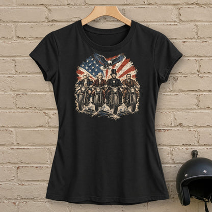 G. Washington, T. Jefferson, A. Lincoln & T. Roosevelt Ride Women's T-Shirt - Black - brick