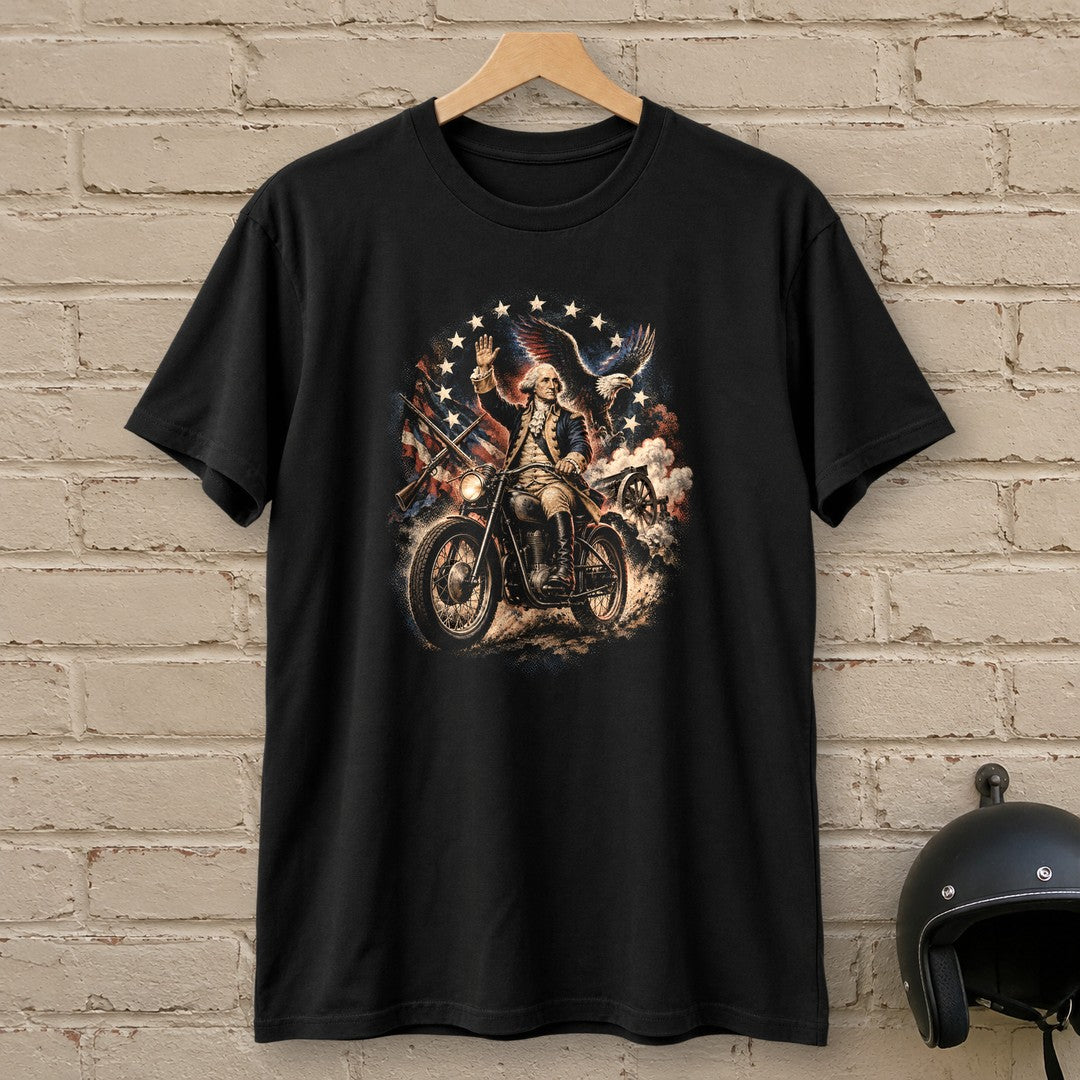 George Washington Rolls Out T-Shirt - Black - brick