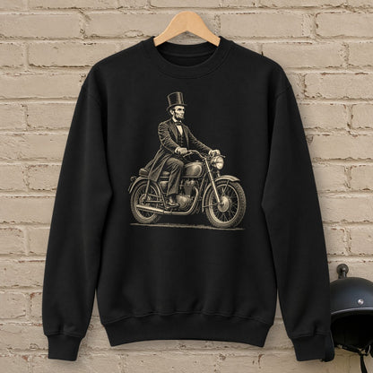 Abraham Lincoln Honest Ride Crewneck Sweatshirt - Black - brick