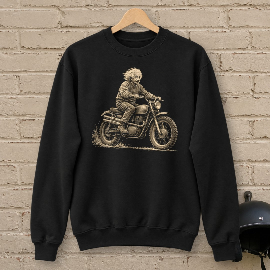 Albert Einstein Scrambler Crewneck Sweatshirt - Black - brick