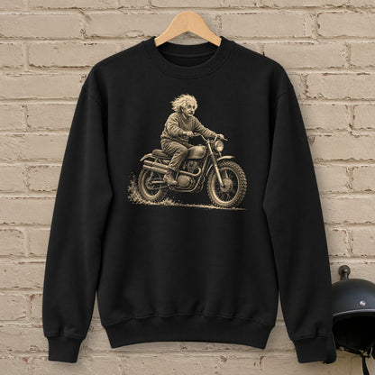 Albert Einstein Scrambler Crewneck Sweatshirt - Black - brick