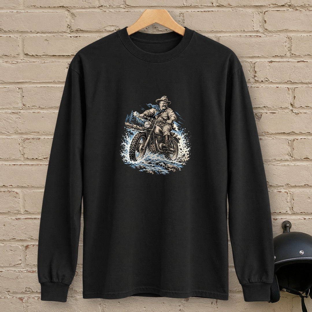 Theodore Roosevelt River Crossing Long Sleeve T-Shirt - Black - brick