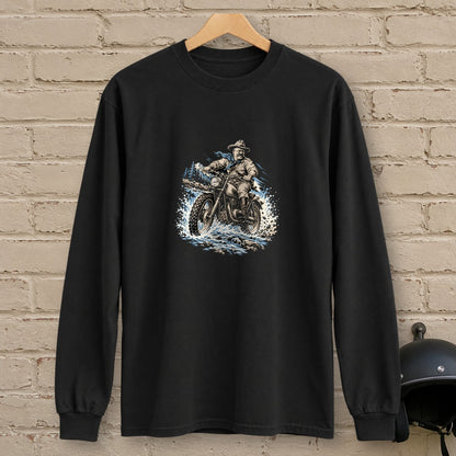 Theodore Roosevelt River Crossing Long Sleeve T-Shirt - Black - brick