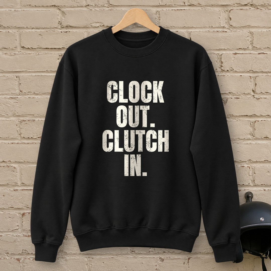 Clock Out Clutch In Crewneck Sweatshirt - Black - brick