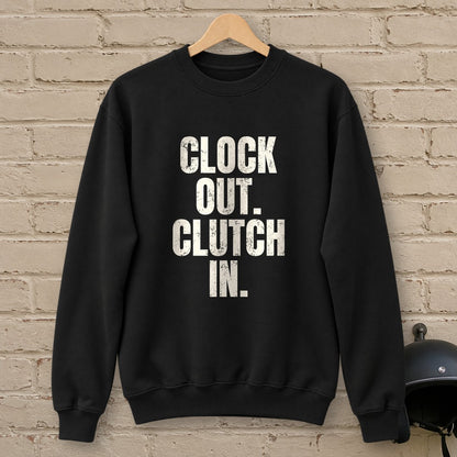 Clock Out Clutch In Crewneck Sweatshirt - Black - brick