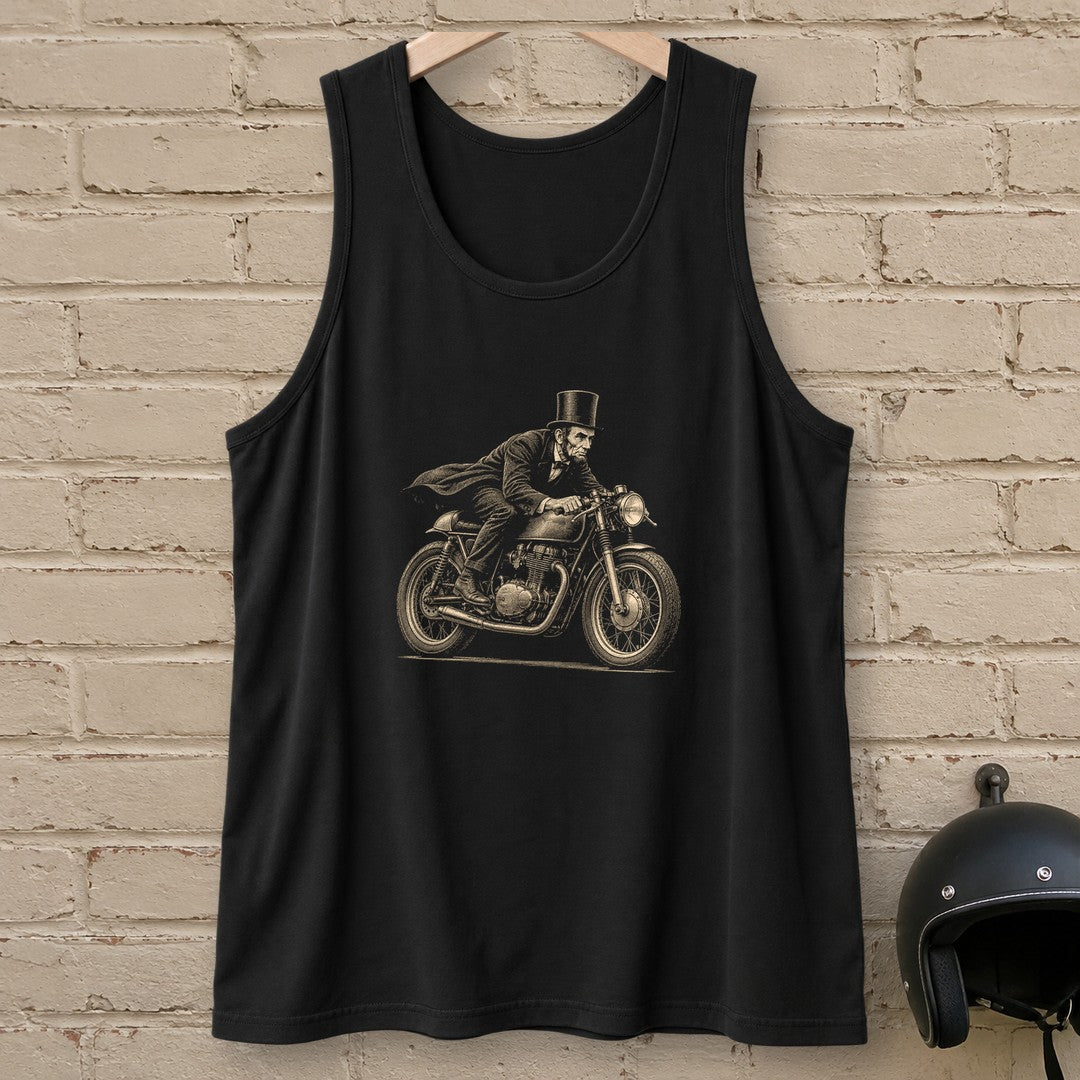 Abraham Lincoln Cafe Racer Tank Top - Black - brick