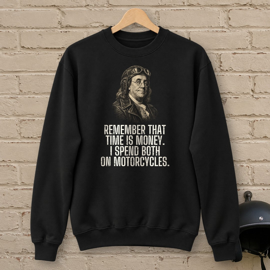 Benjamin Franklin Time Is Money Crewneck Sweatshirt - Black - brick