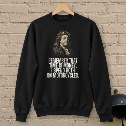 Benjamin Franklin Time Is Money Crewneck Sweatshirt - Black - brick