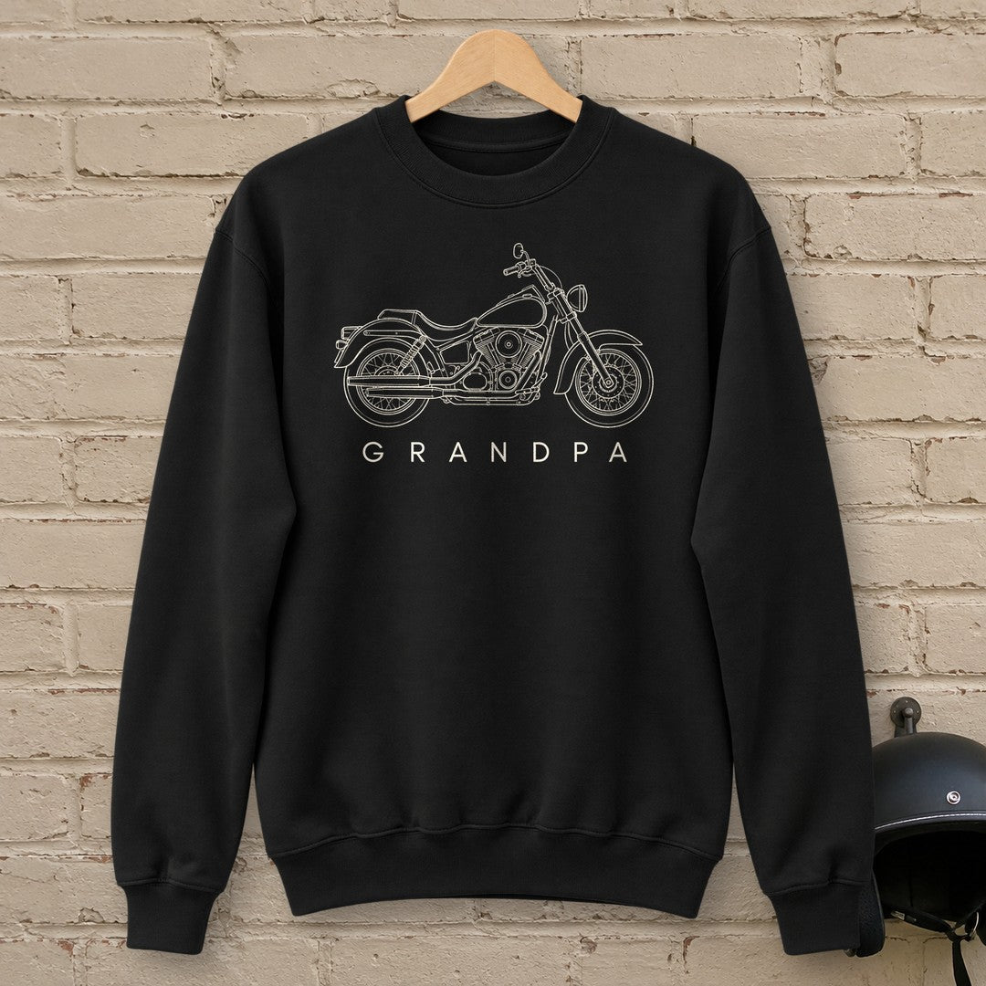 Biker Grandpa Crewneck Sweatshirt - Black - brick