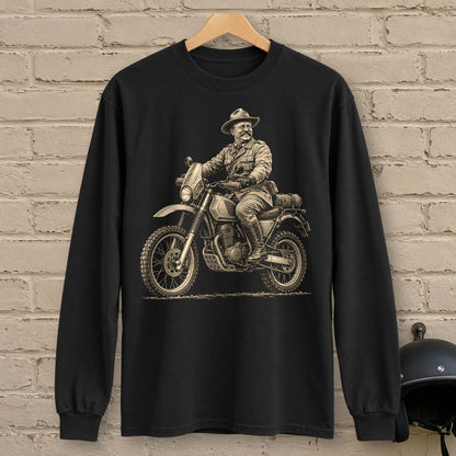 Theodore Roosevelt Rough Rider Long Sleeve T-Shirt - Black - brick