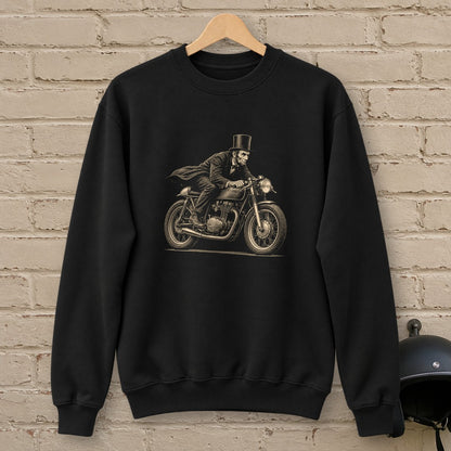 Abraham Lincoln Cafe Racer Crewneck Sweatshirt - Black - brick