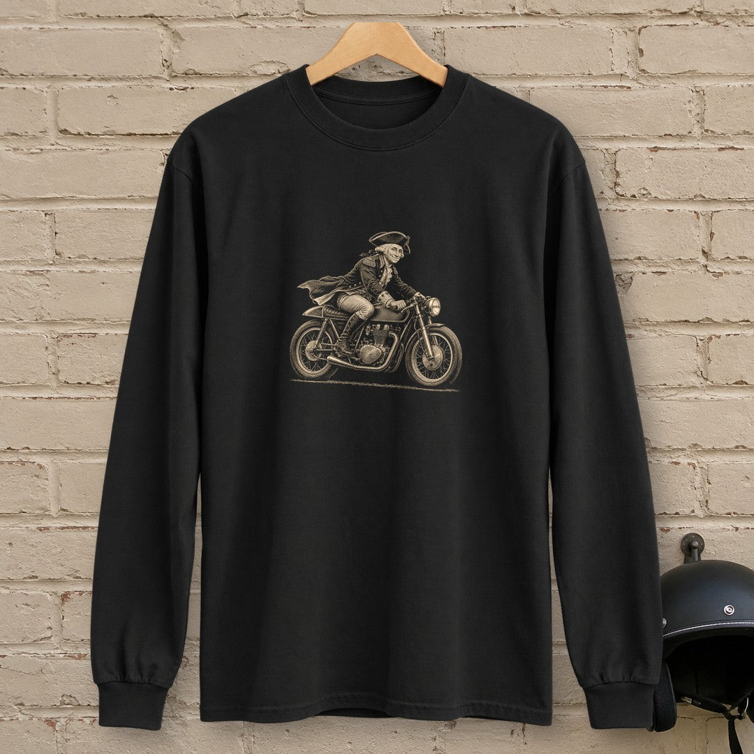 George Washington Cafe Racer Long Sleeve T-Shirt - Black - brick