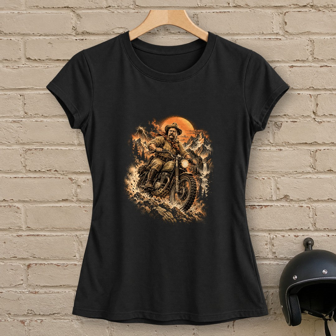Theodore Roosevelt Mountain Trail Women's T-Shirt - Black - brick
