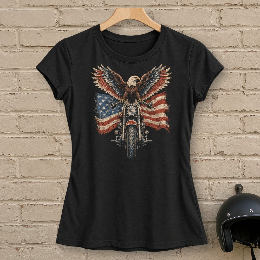 Eagle on the Handlebars Women's T-Shirt - Black - brick