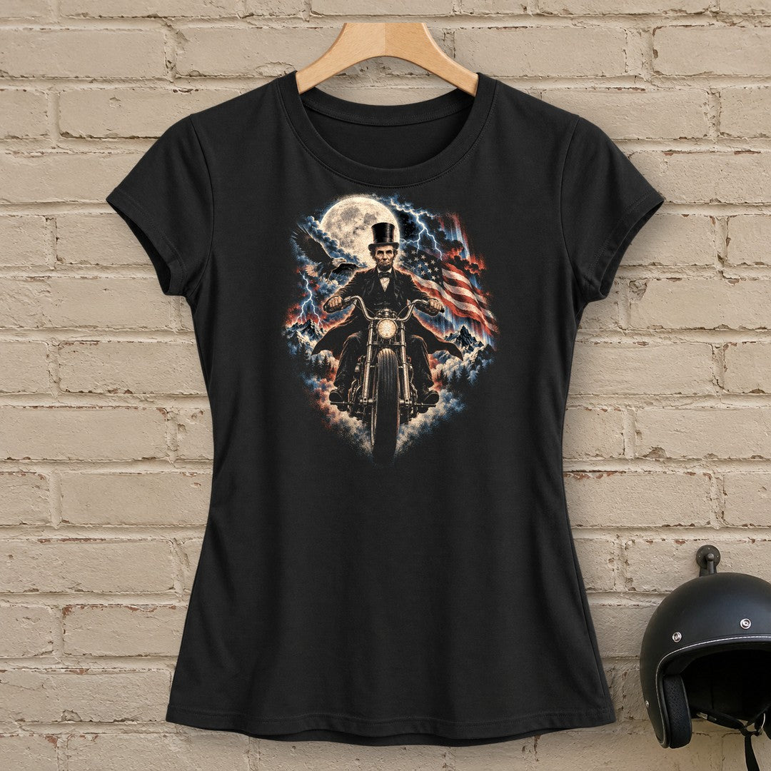 Abraham Lincoln Moonlight Ride Women's T-Shirt - Black - brick