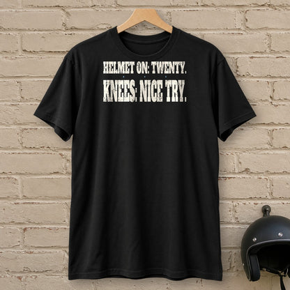 Helmet On Twenty T-Shirt - Black - brick