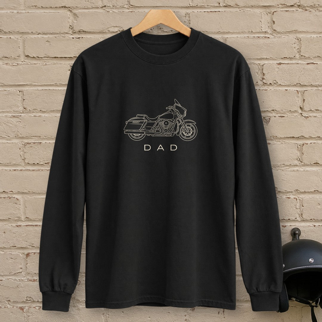 Biker Dad Long Sleeve T-Shirt - Black - brick