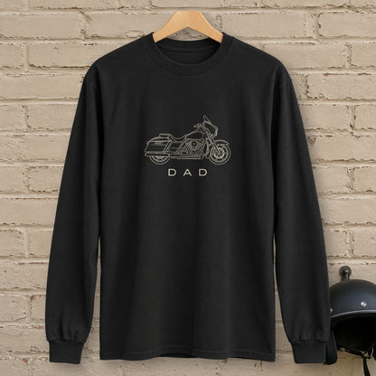 Biker Dad Long Sleeve T-Shirt - Black - brick