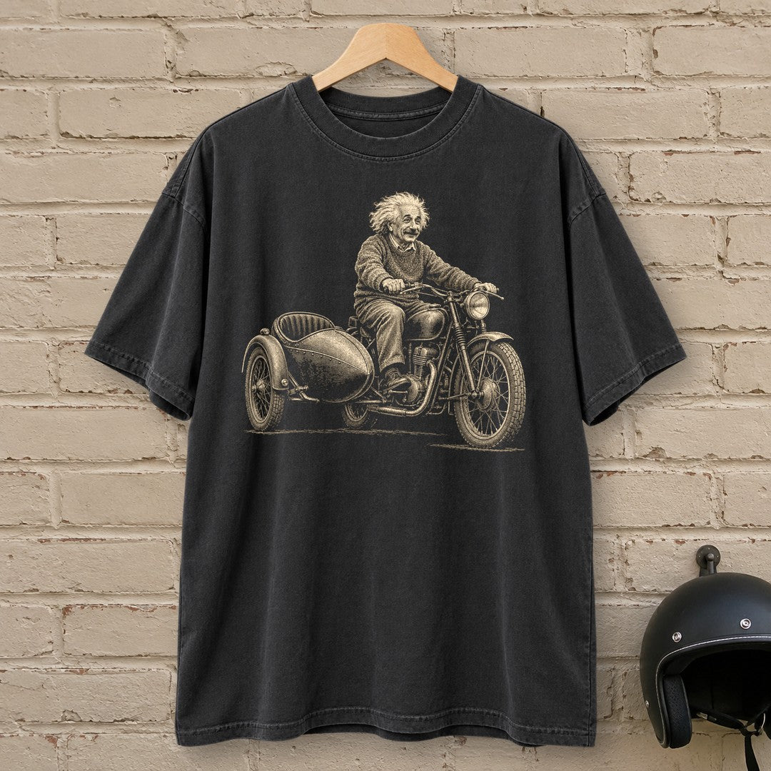 Albert Einstein Relatively Fast Sidecar Premium T-Shirt - Black - brick