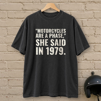 Motorcycles Are A Phase Premium T-Shirt - Black - brick