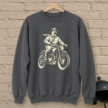 Theodore Roosevelt Laughing Scrambler Crewneck Sweatshirt - Charcoal - brick