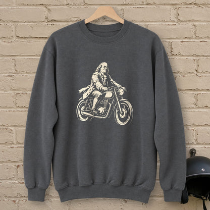 Benjamin Franklin Cafe Racer Crewneck Sweatshirt - Charcoal - brick