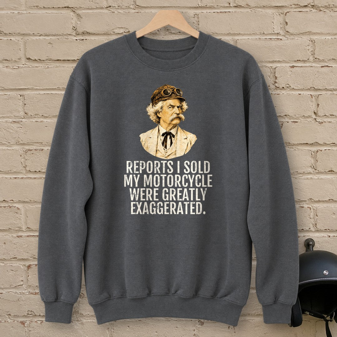 Mark Twain Greatly Exaggerated Crewneck Sweatshirt - Charcoal - brick
