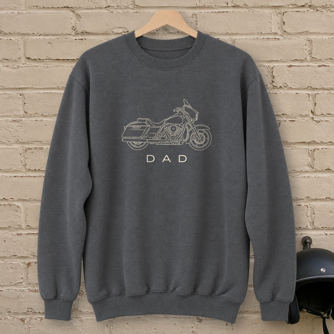 Biker Dad Crewneck Sweatshirt - Charcoal - brick