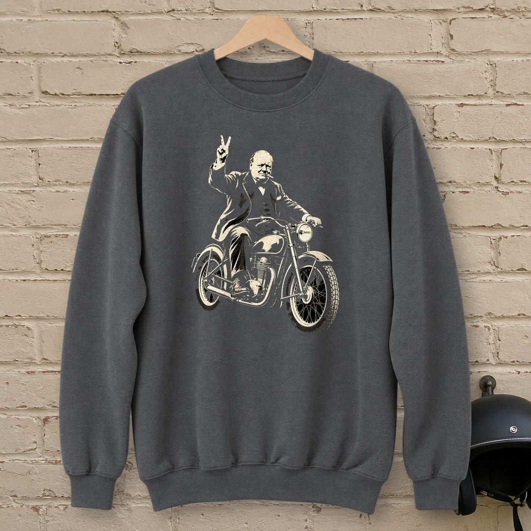 Winston Churchill Victory Ride Crewneck Sweatshirt - Charcoal - brick